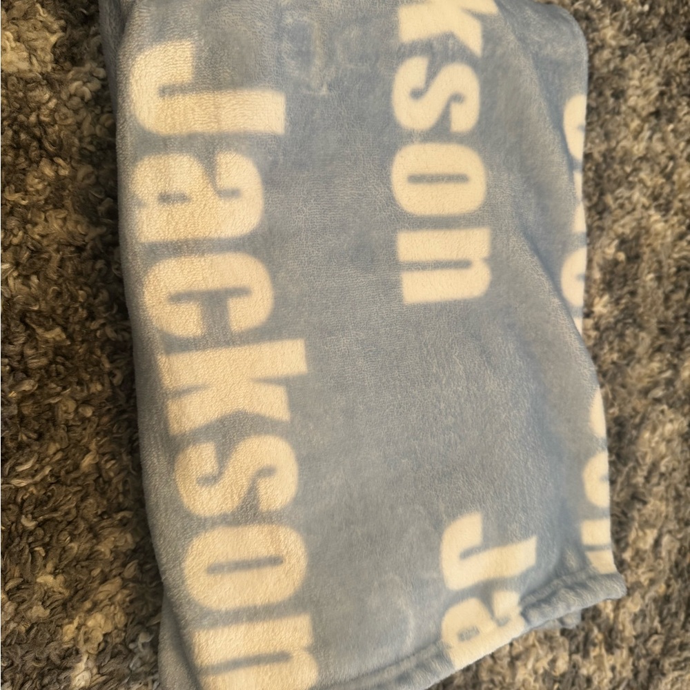 JACKSON Soft Blue and Cream Throw Blanket